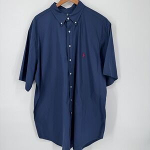 Ralph Lauren Mens 2XLT Button Down Short Sleeve Shirt Polo Blue Tall Long